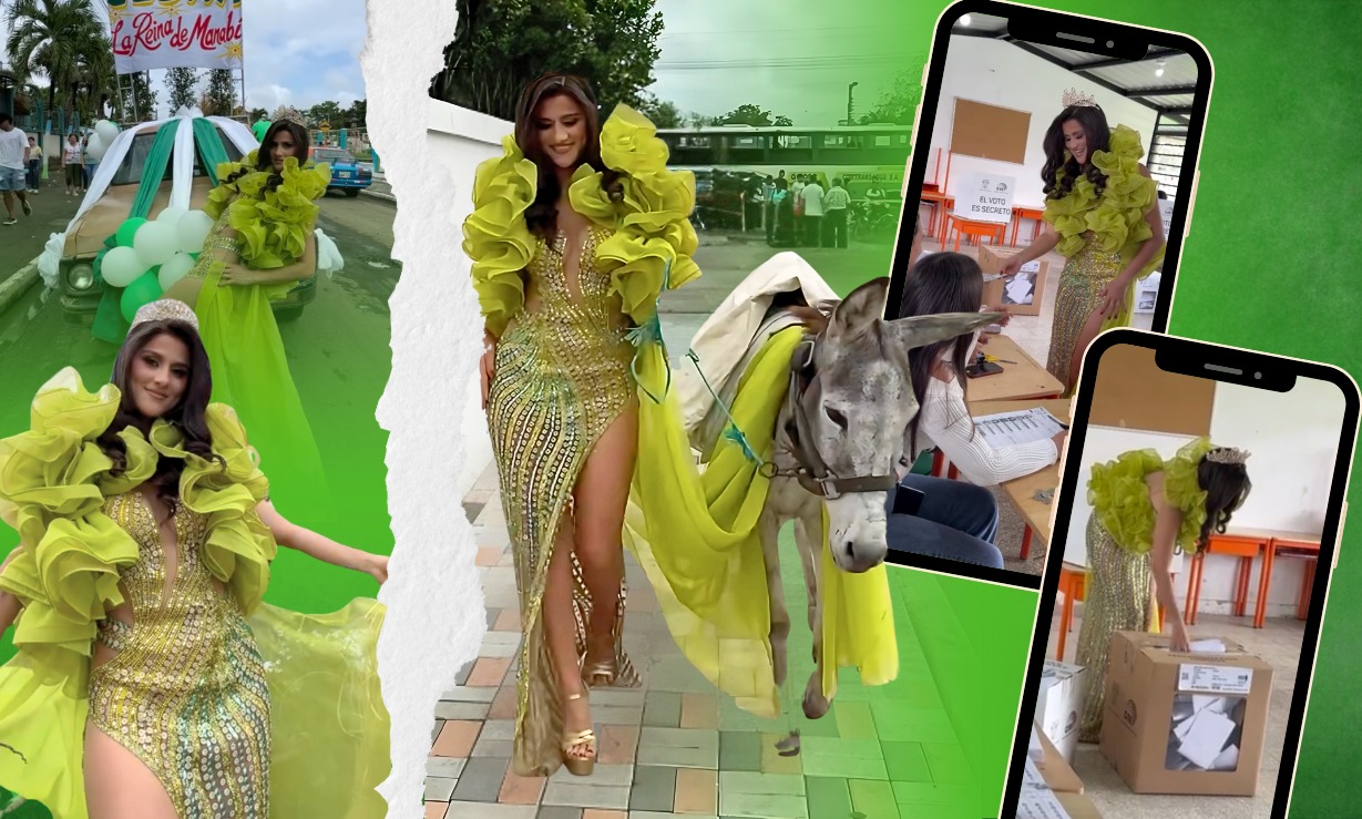 ¡Elba González sorprende a todos en elecciones montada en un burro y de gala!- Últimas noticias Ecuador